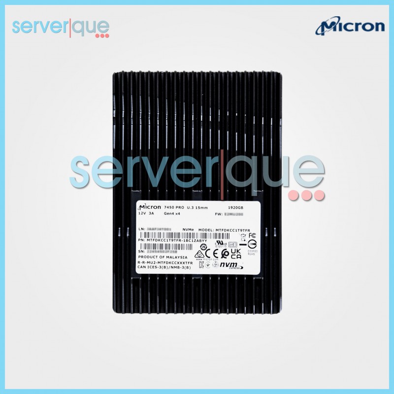 Micron MTFDKCC1T9TFR 7450 PRO 1.92TB U.3 PCIe 4.0 NVMe 2.5" TLC Internal SSD
