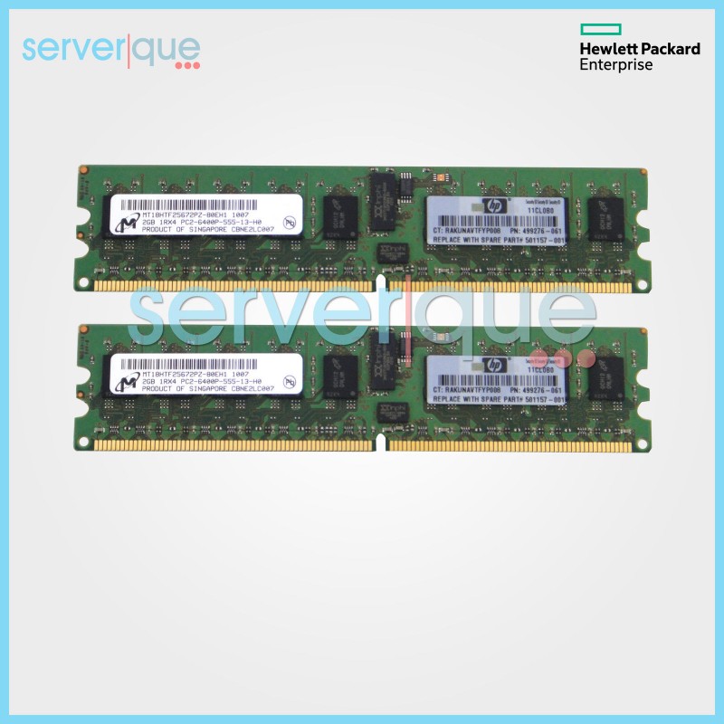 501157-001 HP 4GB (2x2GB) Single Rank PC2-6400 DDR2-800 Registered Memory Kit 501157-001 HP 4GB (2x2GB) Single Rank PC2-6400 DDR2-800 Registered Memory Kit
