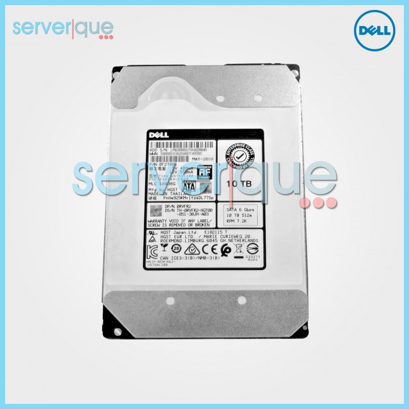 Dell RVFR2 10TB 3.5" 6Gbps 7.2K HUH721010ALE600 512e SATA Hard Drive 0RVFR2