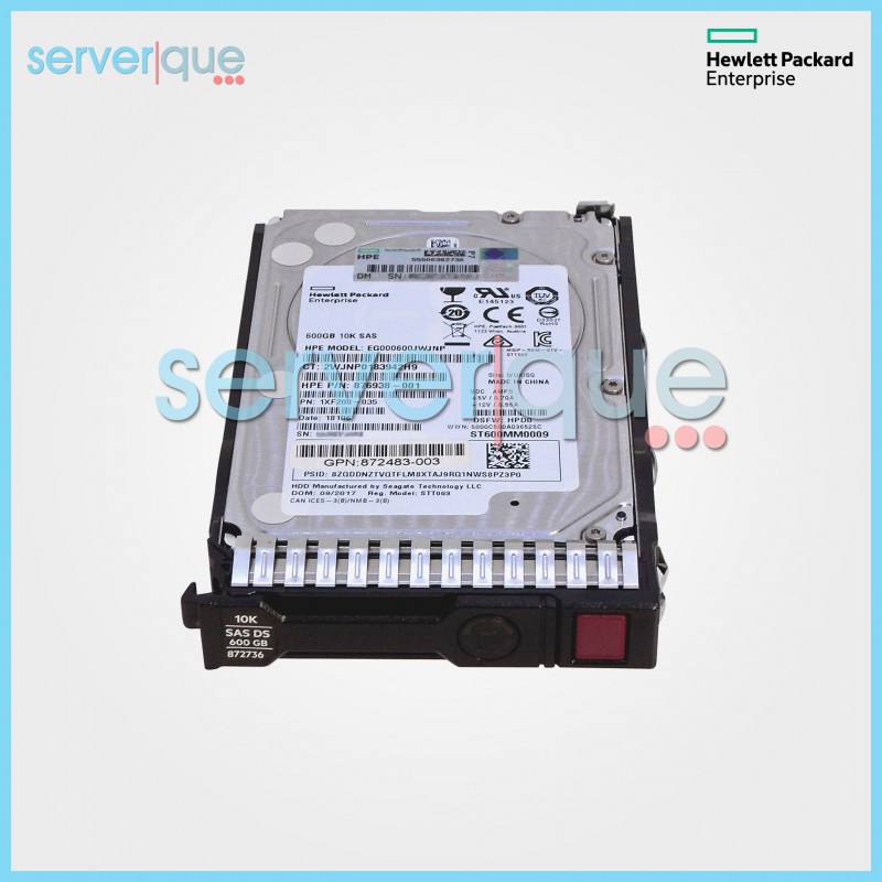 872477-B21 HP 600GB SAS 12G 10K rpm 2.5" SFF SC Enterprise Hard Drive