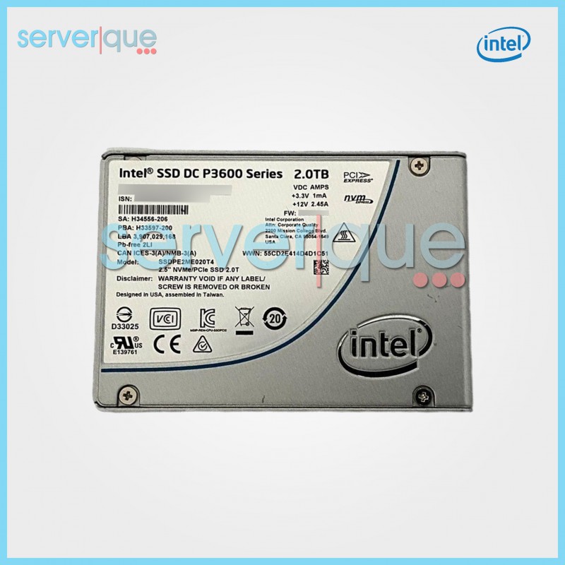 SSDPE2ME020T4 Intel DC P3600 2TB MLC NVMe PCI Express 2.5" Solid State Drive