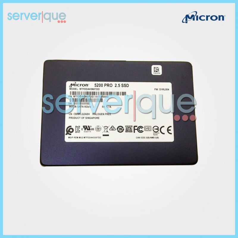 MTFDDAK960TDD Micron 5200 PRO 960GB 6Gbps SATA 2.5" Solid State Drive MTFDDAK960TDD Micron 5200 PRO 960GB 6Gbps SATA 2.5" Solid State Drive