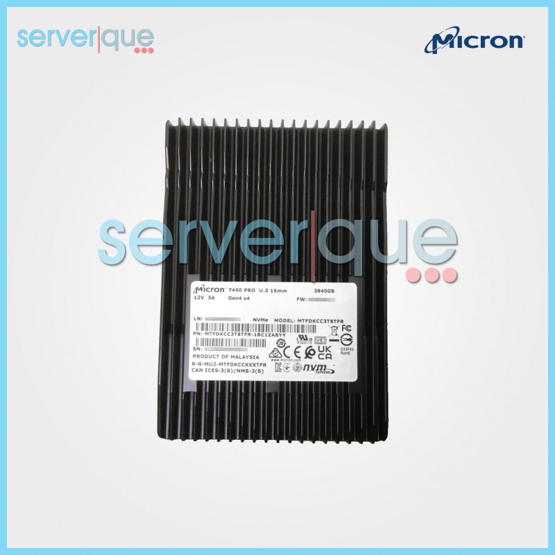 MTFDKCC3T8TFR Micron 7450 PRO 3.84TB PCIe U.3 NVMe 2.5" Solid State Drive MTFDKCC3T8TFR Micron 7450 PRO 3.84TB PCIe U.3 NVMe 2.5" Solid State Drive