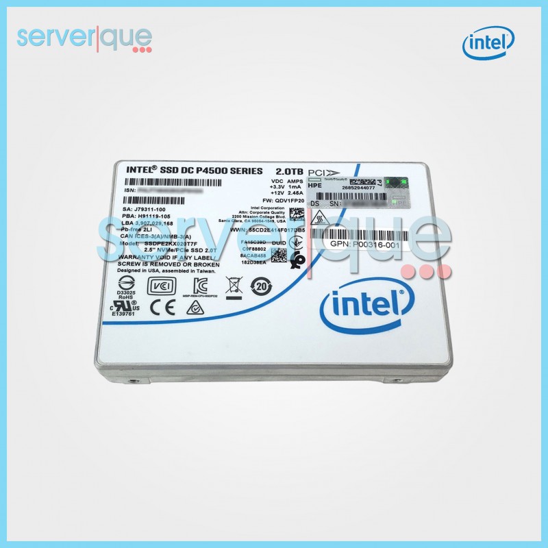 SSDPE2KX020T7F Intel DC P4500 2TB MLC NVMe PCI Express 2.5" SSD P00316-001 SSDPE2KX020T7F Intel DC P4500 2TB MLC NVMe PCI Express 2.5" SSD P00316-001